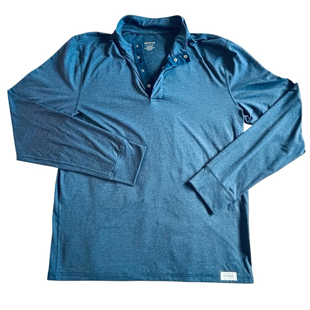 Peloton DreamBlend Snap Placket Shirt Mens M Navy Blue Performance Stretch